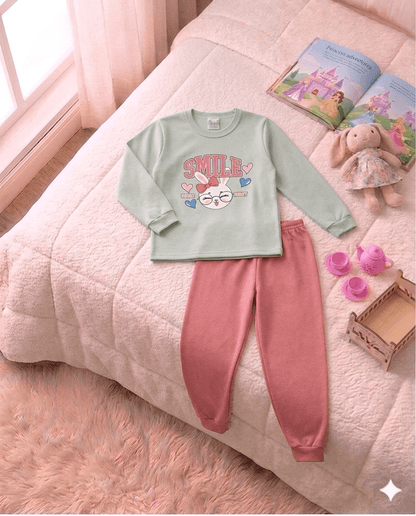 Conjunto Infantil Feminino 2 peças Moletom - Meia Estação - Tamanho 4, 6 e 8