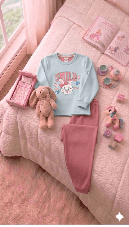Conjunto Infantil Feminino 2 peças Moletom - Meia Estação - Tamanho 4, 6 e 8