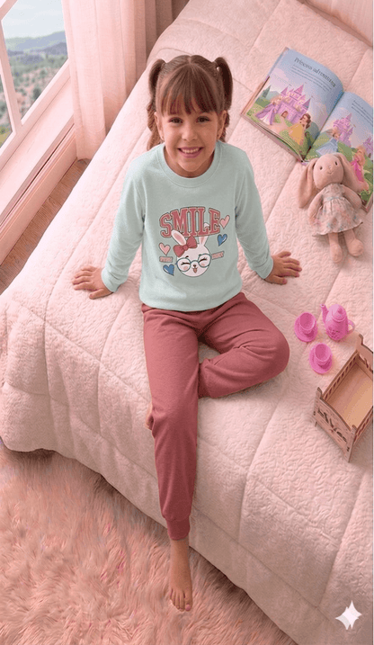Conjunto Infantil Feminino 2 peças Moletom - Meia Estação - Tamanho 4, 6 e 8