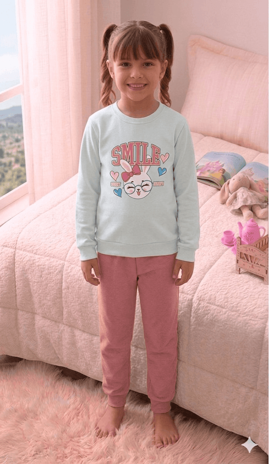 Conjunto Infantil Feminino 2 peças Moletom - Meia Estação - Tamanho 4, 6 e 8