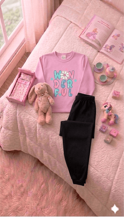 Conjunto Infantil Feminino 2 peças Moletom - Meia Estação - Tamanho 4, 6 e 8