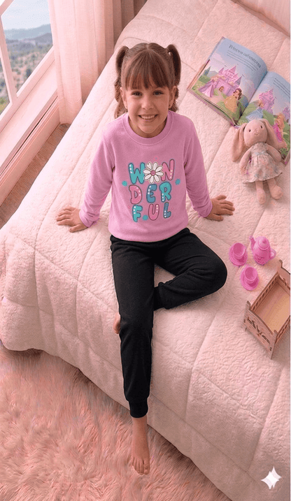 Conjunto Infantil Feminino 2 peças Moletom - Meia Estação - Tamanho 4, 6 e 8