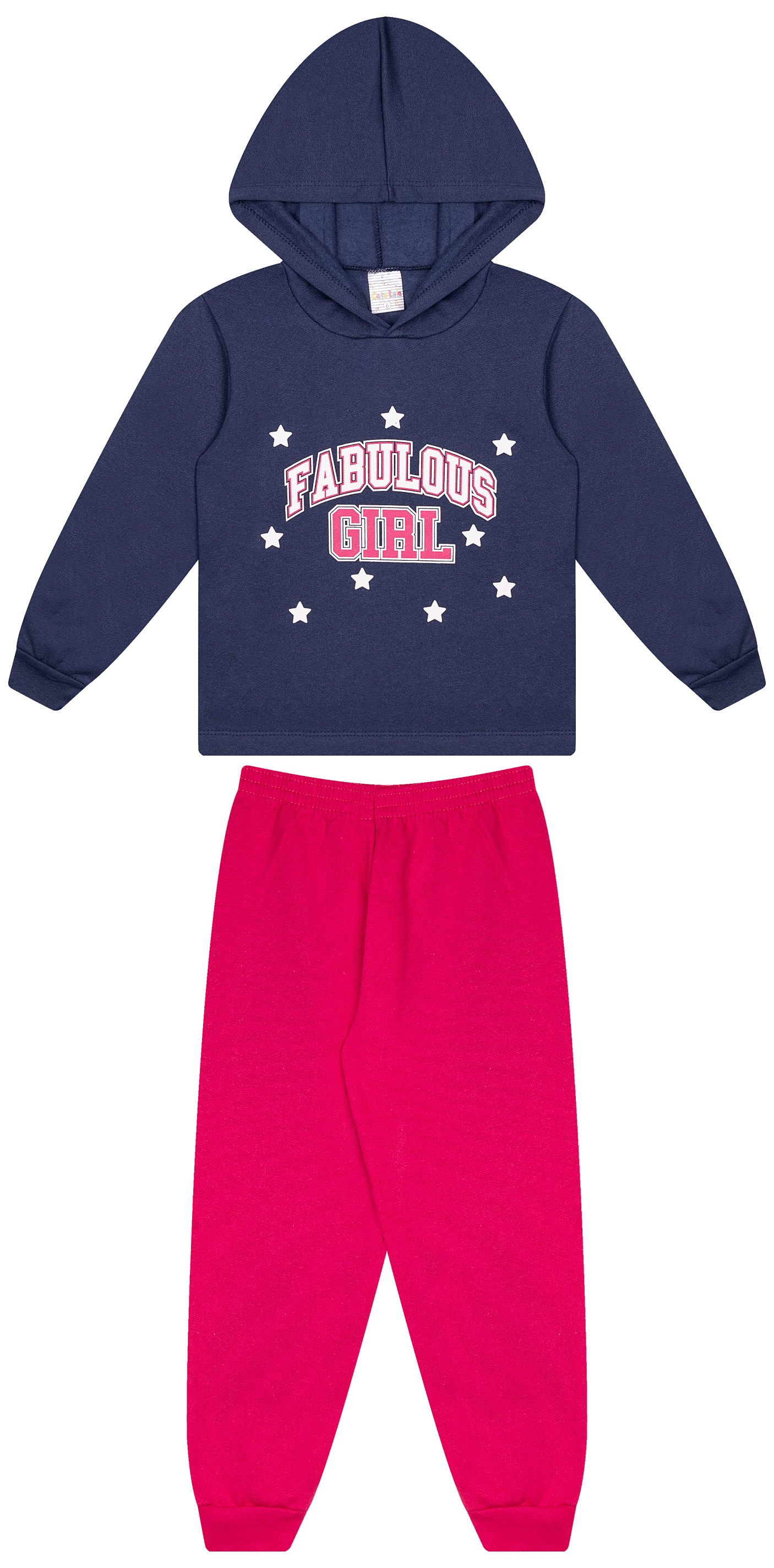 Conjunto Infantil Feminino 2 peças Moletom - Com capuz - Meia Estação - Tamanho 4, 6 e 8