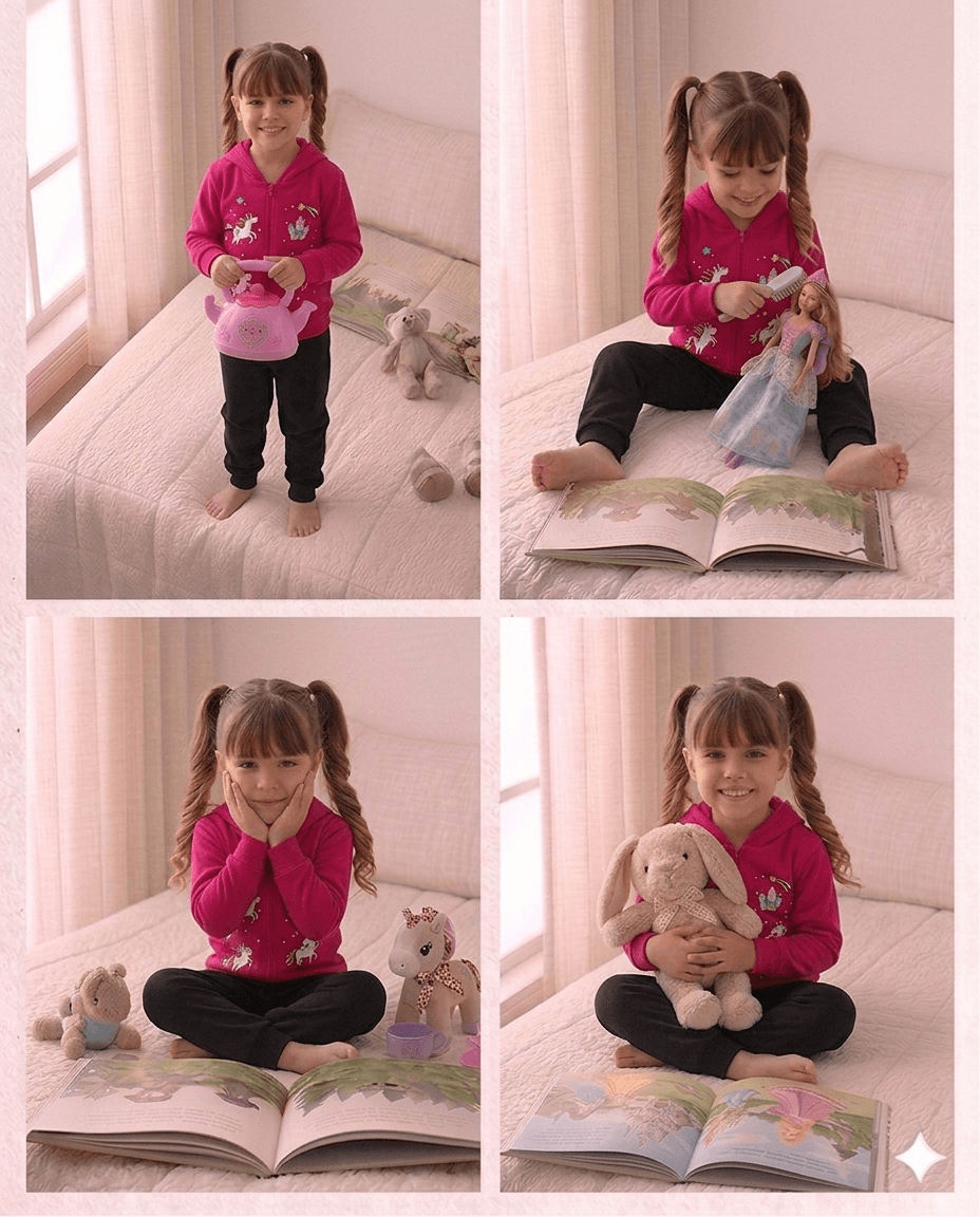 Conjunto Infantil Feminino 2 peças Moletom - Jaqueta com capuz - Meia Estação - Tamanho 4,6 e 8 (Cópia)