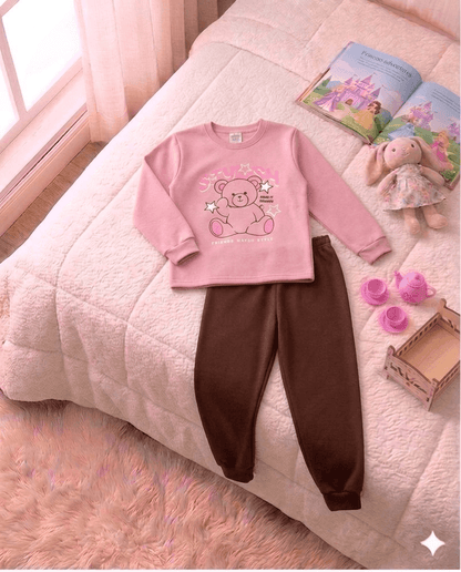 Conjunto Infantil Feminino 2 peças Moletom - Meia Estação - Tamanho 10, 12 e 14