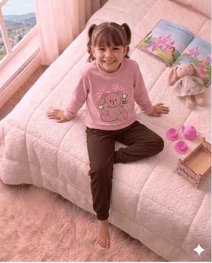 Conjunto Infantil Feminino 2 peças Moletom - Meia Estação - Tamanho 10, 12 e 14