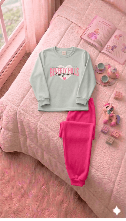 Conjunto Infantil Feminino 2 peças Moletom - Meia Estação - Tamanho 10, 12 e 14