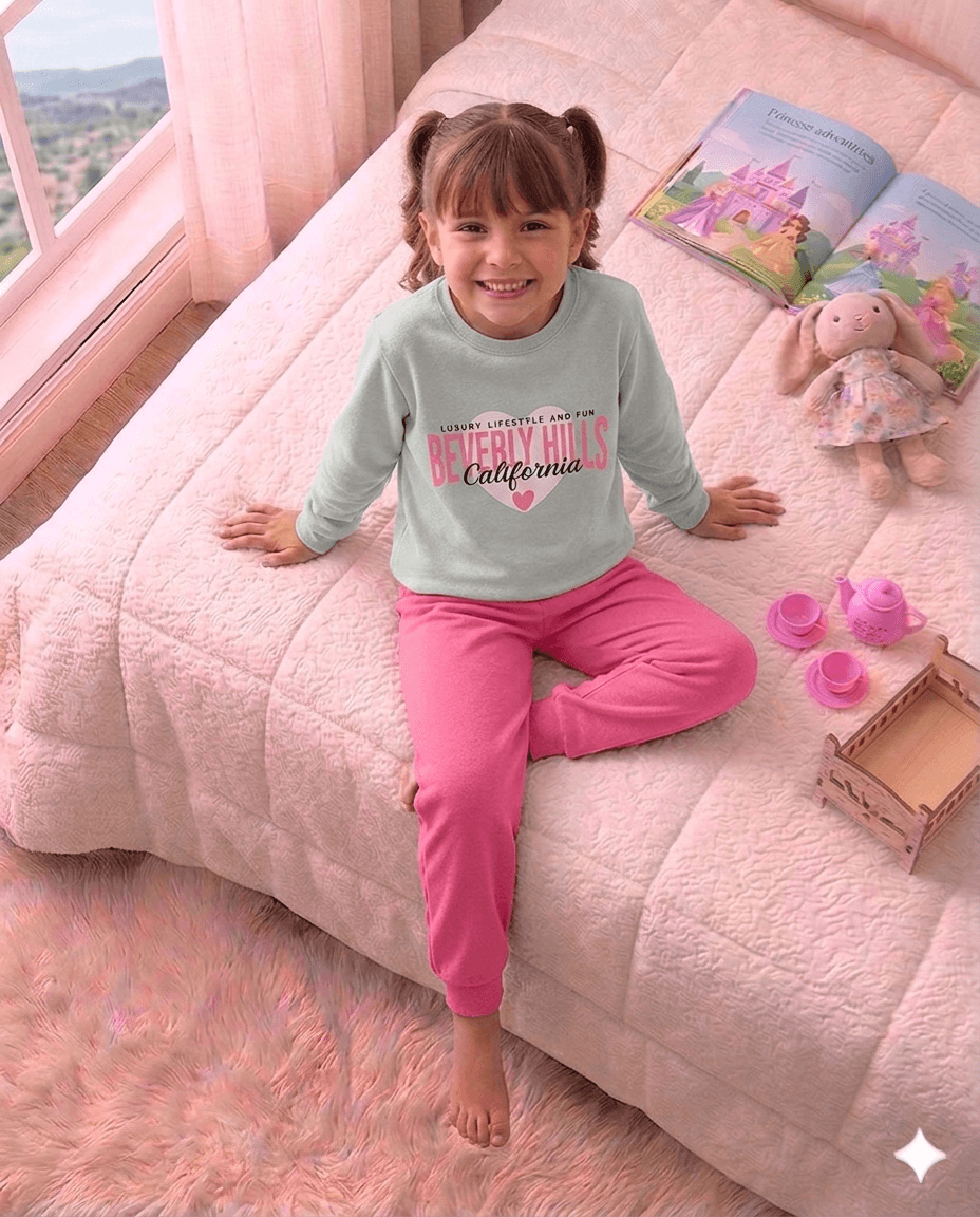 Conjunto Infantil Feminino 2 peças Moletom - Meia Estação - Tamanho 10, 12 e 14