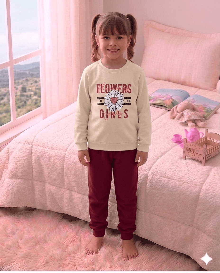 Conjunto Infantil Feminino 2 peças Moletom - Meia Estação - Tamanho 10, 12 e 14