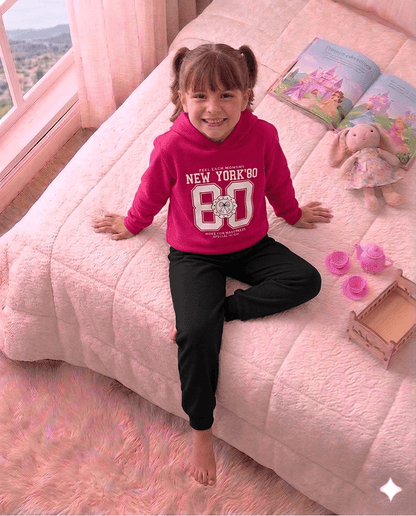 Conjunto Infantil Feminino 2 peças Moletom - Com capuz - Meia Estação - Tamanho 10,12 e 14