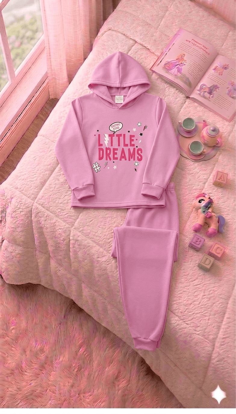 Conjunto Infantil Feminino 2 peças Moletom - Meia Estação - Tamanho 10, 12 e 14