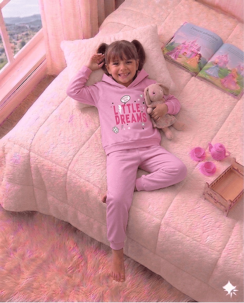Conjunto Infantil Feminino 2 peças Moletom - Meia Estação - Tamanho 10, 12 e 14