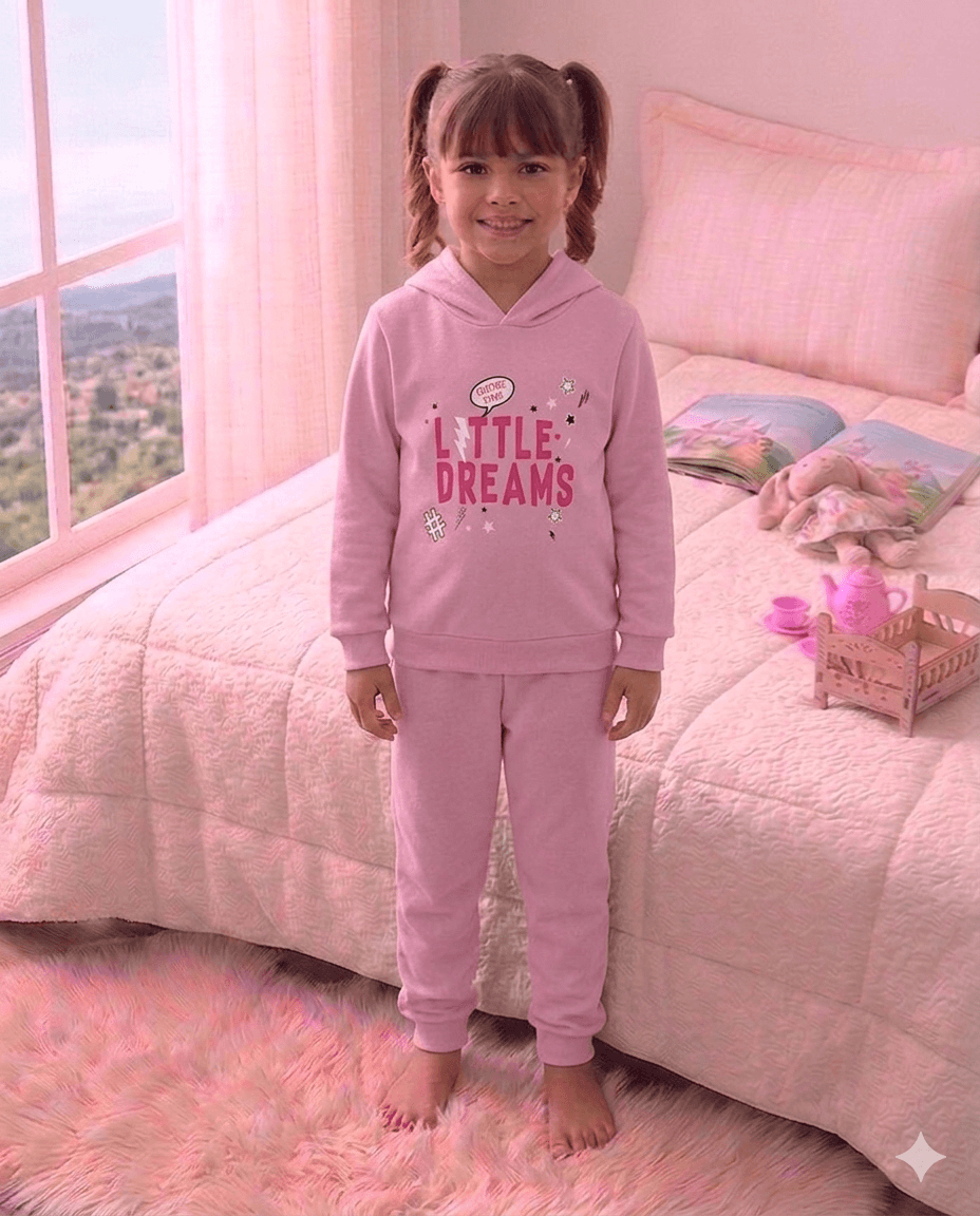 Conjunto Infantil Feminino 2 peças Moletom - Meia Estação - Tamanho 10, 12 e 14