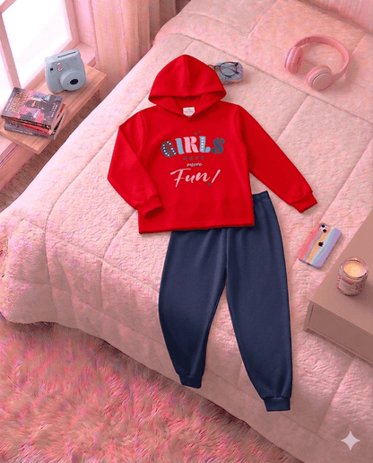 Conjunto Infantil Feminino 2 peças Moletom - Meia Estação - Tamanho 10, 12 e 14
