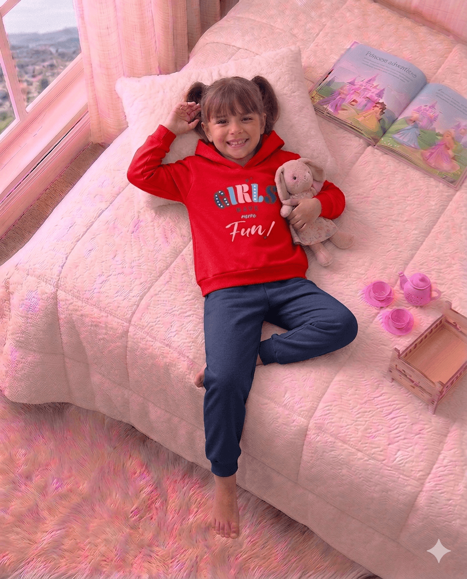 Conjunto Infantil Feminino 2 peças Moletom - Meia Estação - Tamanho 10, 12 e 14