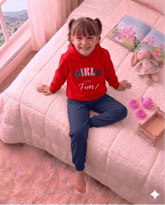Conjunto Infantil Feminino 2 peças Moletom - Meia Estação - Tamanho 10, 12 e 14