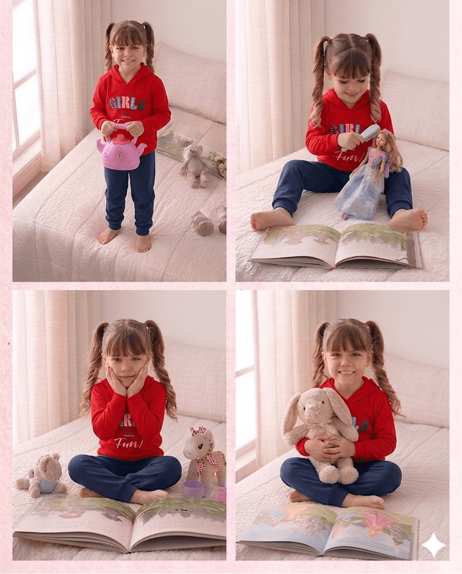 Conjunto Infantil Feminino 2 peças Moletom - Meia Estação - Tamanho 10, 12 e 14