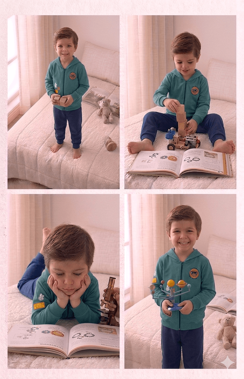 Conjunto Infantil Masculino 2 peças Moletom - Jaqueta com capuz - Meia Estação - Tamanho 4,6 e 8