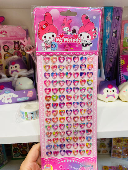 Cartela grande de adesivos em resina Personagens