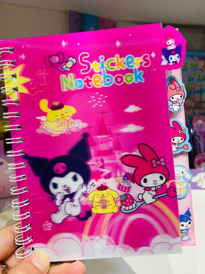 Bloco de anotações + adesivos Turma Hello Kitty