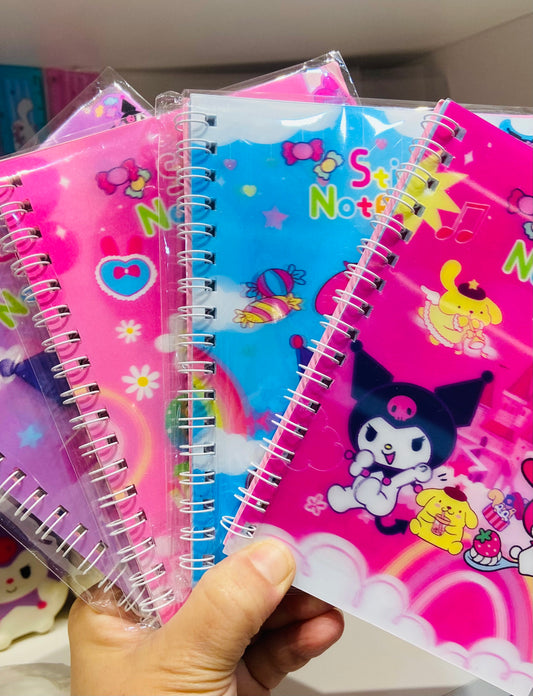 Bloco de anotações + adesivos Turma Hello Kitty