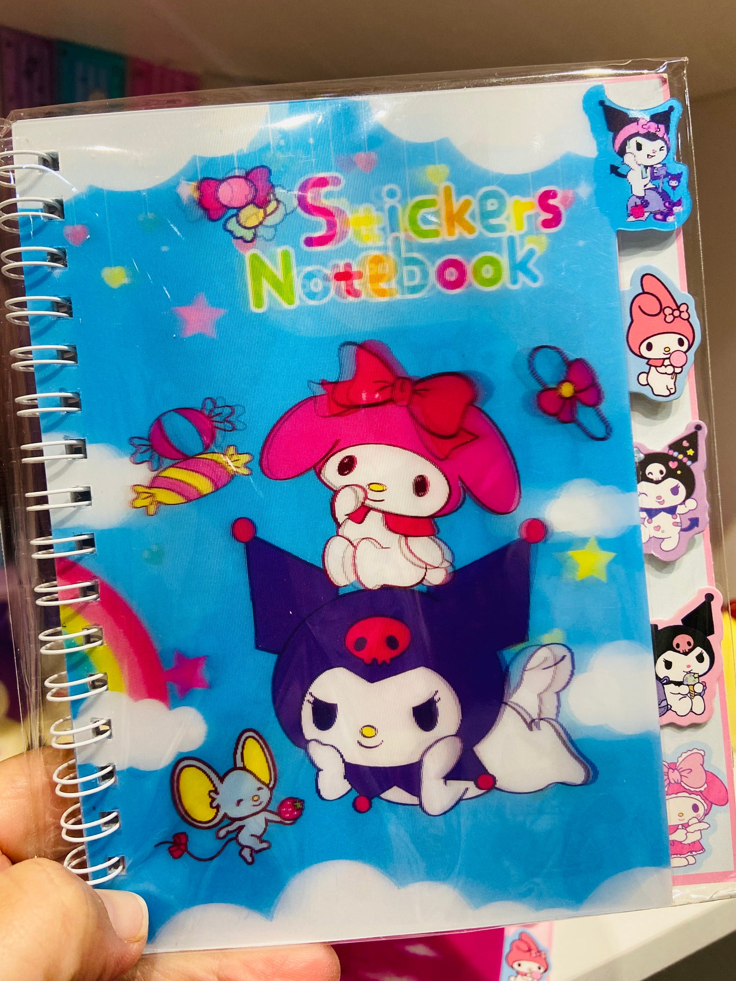 Bloco de anotações + adesivos Turma Hello Kitty