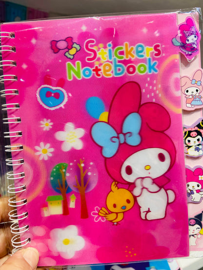 Bloco de anotações + adesivos Turma Hello Kitty