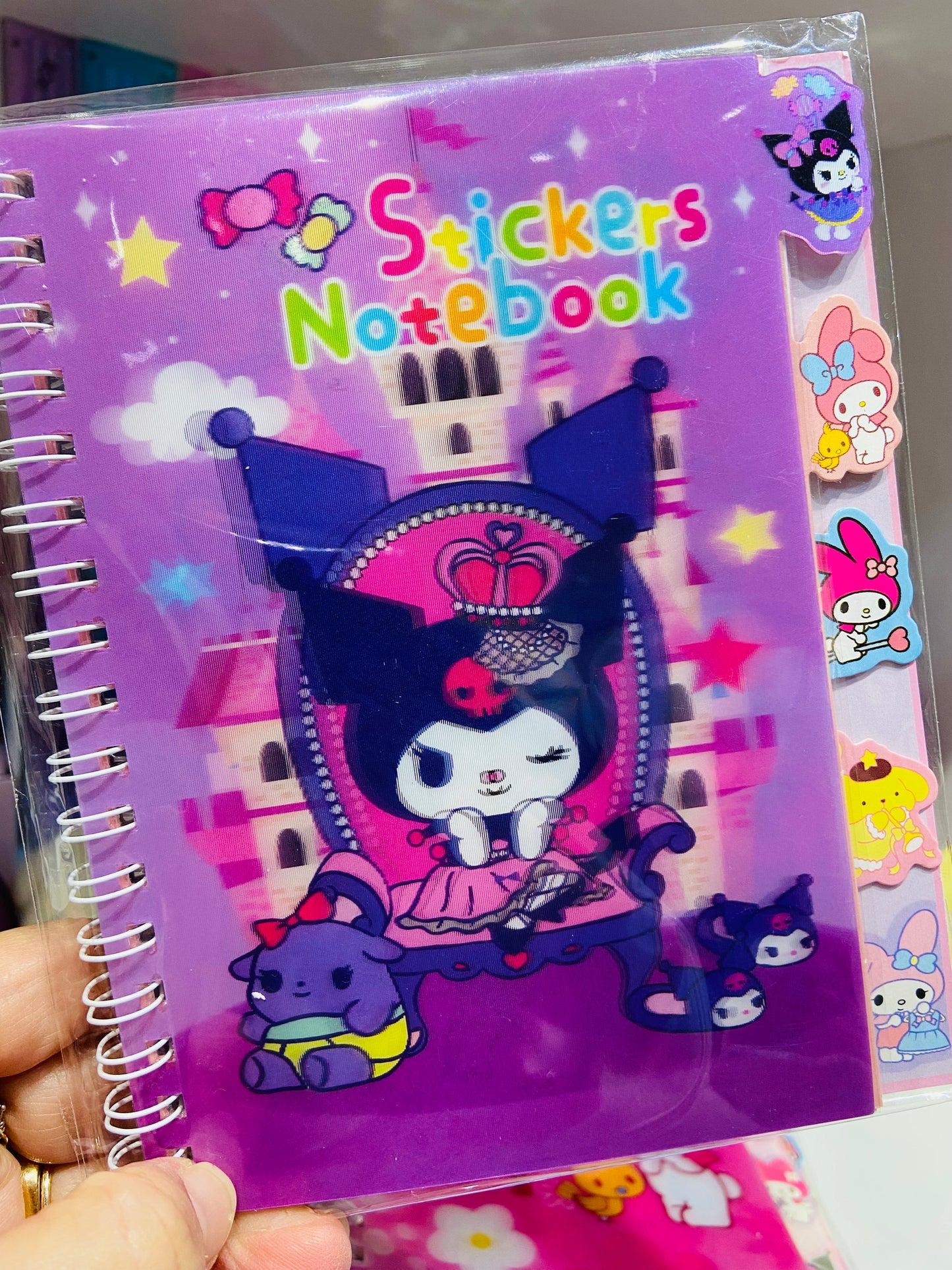Bloco de anotações + adesivos Turma Hello Kitty