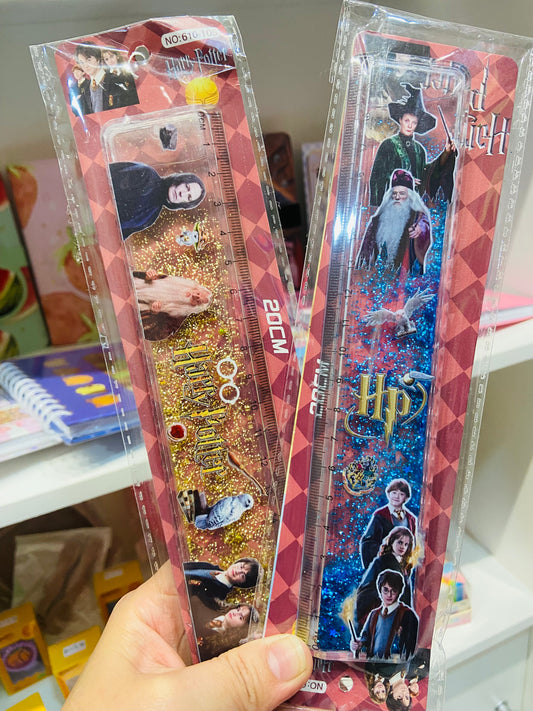 Régua escolar com água e glitter fofa kawaii 20cm