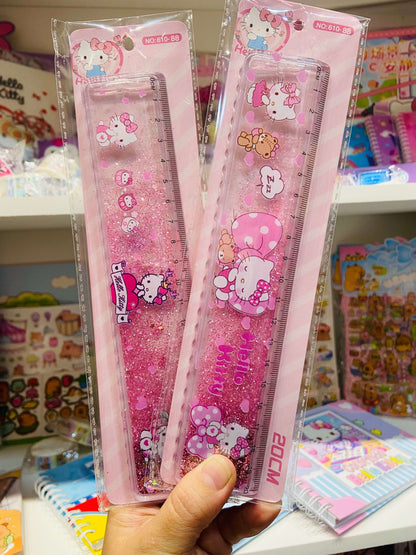 Régua escolar com água e glitter fofa kawaii 20cm