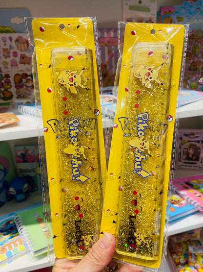 Régua escolar com água e glitter fofa kawaii 20cm