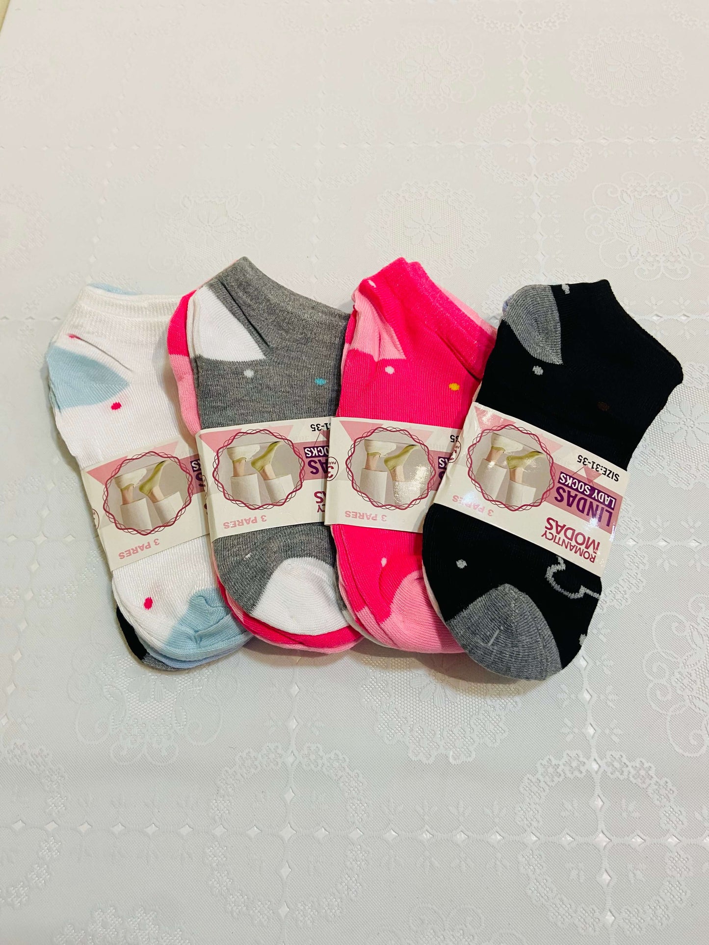 Kit 3 pares de Meias Femininas - Tamanho 31-35