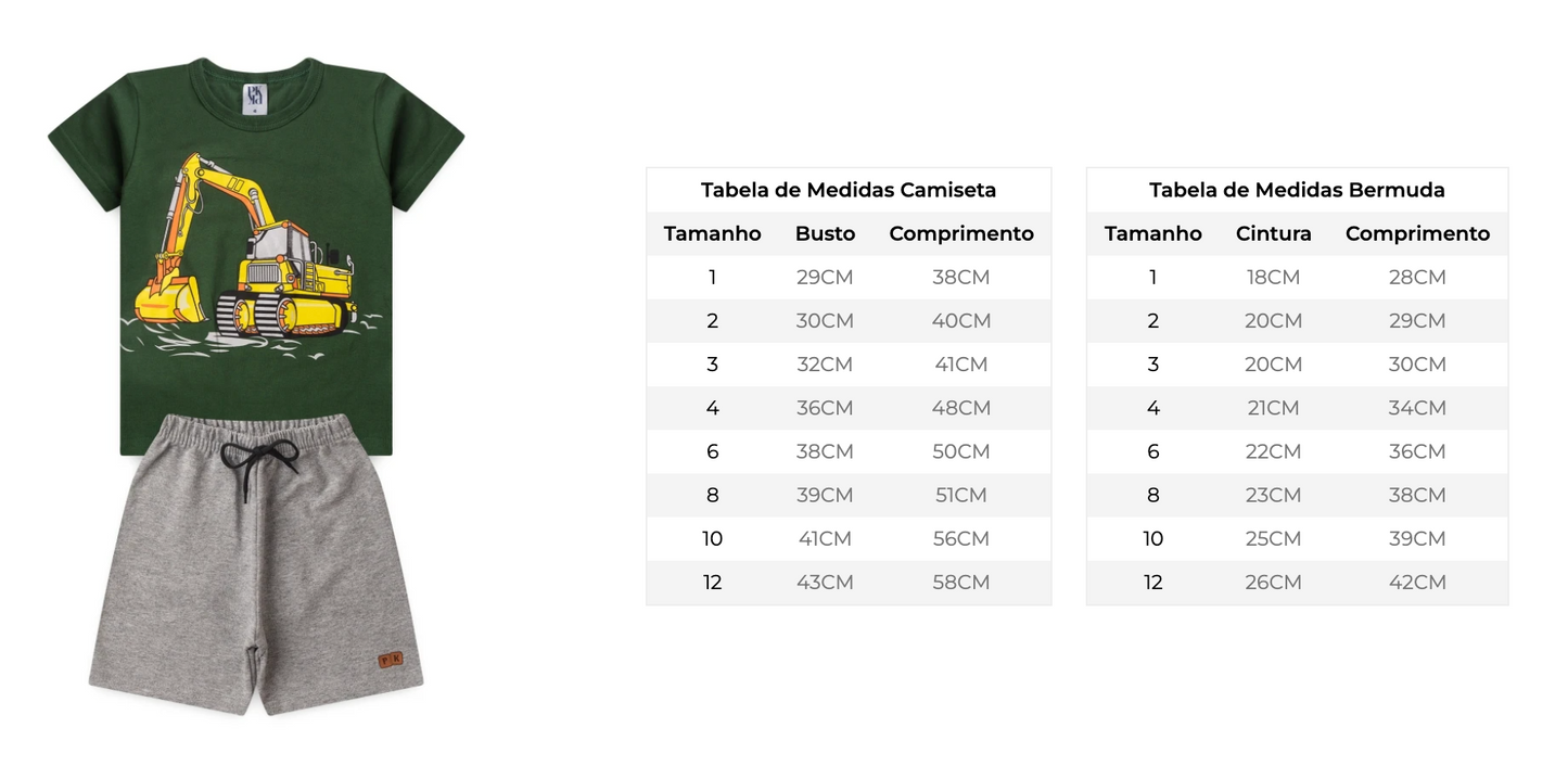 Conjunto Masculino Infantil Retroescavadeira - Tamanho 2
