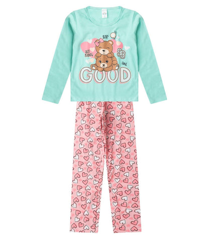 Conjunto de Pijama Feminino manga longa que brilha no escuro! Veste do 10 ao 14