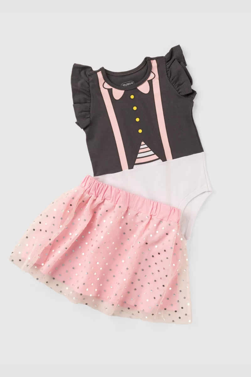 Body Feminino Infantil com Saia - Mundo Bita - Tamanhos G