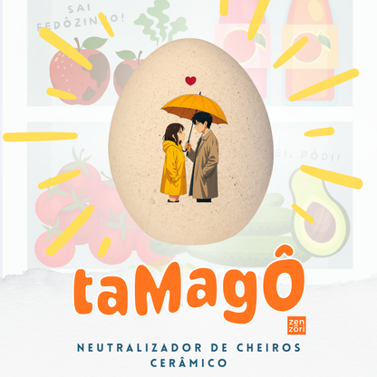 Tamagô, o Ovo Neutralizador Mineral de Ceramica com Feldspato Tira Cheiro, Desodorizador, Tira Odor