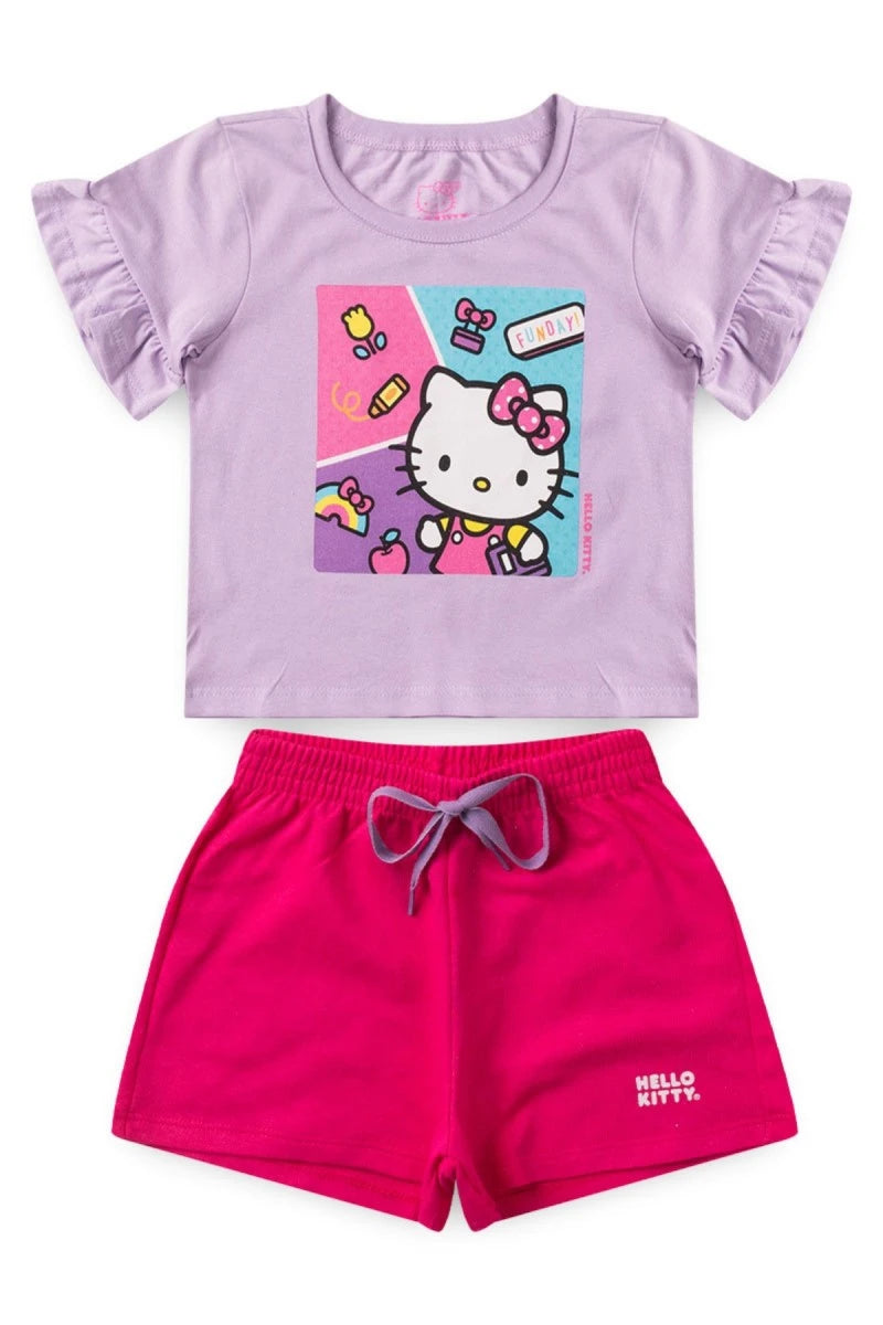 Conjunto Feminino Infantil Funday - Hello Kitty - Tamanhos 1 e 10