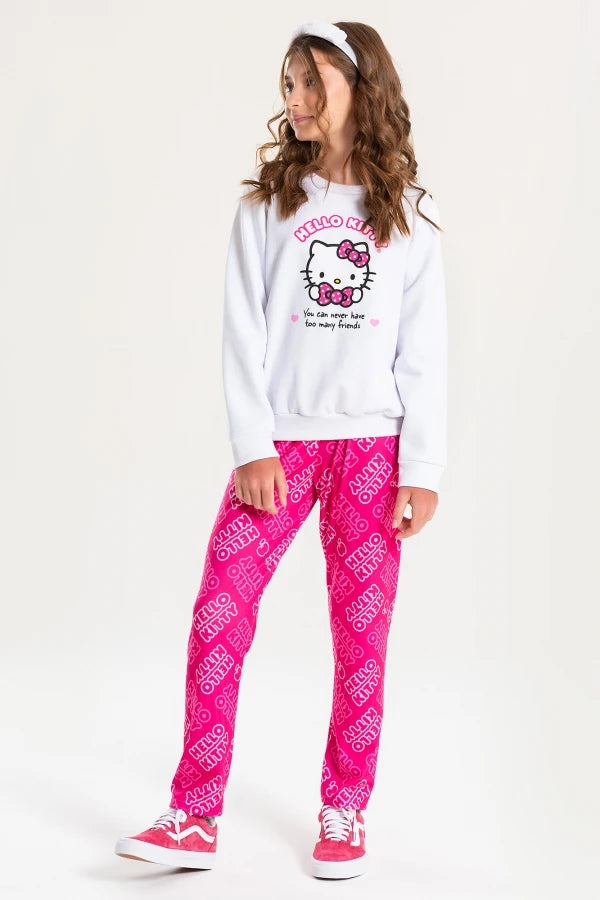 Conjunto Feminino Infantil Amigos - Hello Kitty - Tamanhos 3, 4 e 6