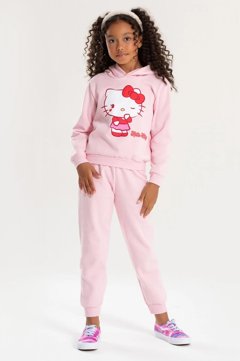 Conjunto Feminino Infantil Coração - Hello Kitty - Tamanho do 1 ao 12