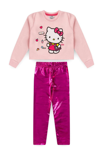 Conjunto Feminino Infantil Reluzente - Hello Kitty - Tamanho 3