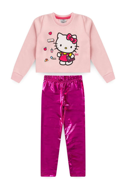 Conjunto Feminino Infantil Reluzente - Hello Kitty - Tamanho 3