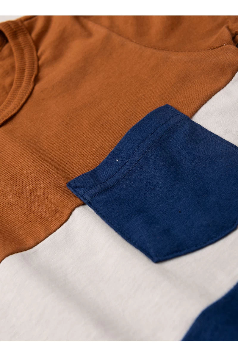 Conjunto Masculino Infantil Tricolor Marrom - Tamanhos 4 e 10