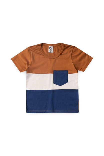 Conjunto Masculino Infantil Tricolor Marrom - Tamanhos 4 e 10