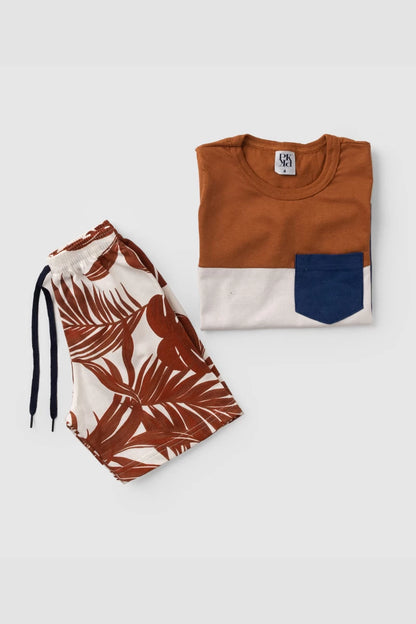 Conjunto Masculino Infantil Tricolor Marrom - Tamanhos 4 e 10