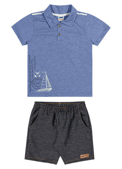 Conjunto Menino Camisa Polo e Bermuda Marinheiro - Marlan - Tamanho 1