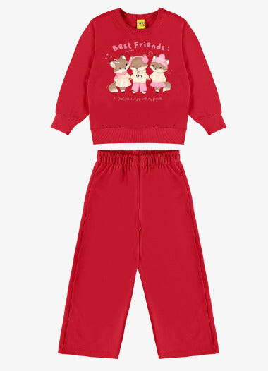Conjunto Infantil Feminino blusão e calça - Meia Estação - Tamanhos do 1 ao 10