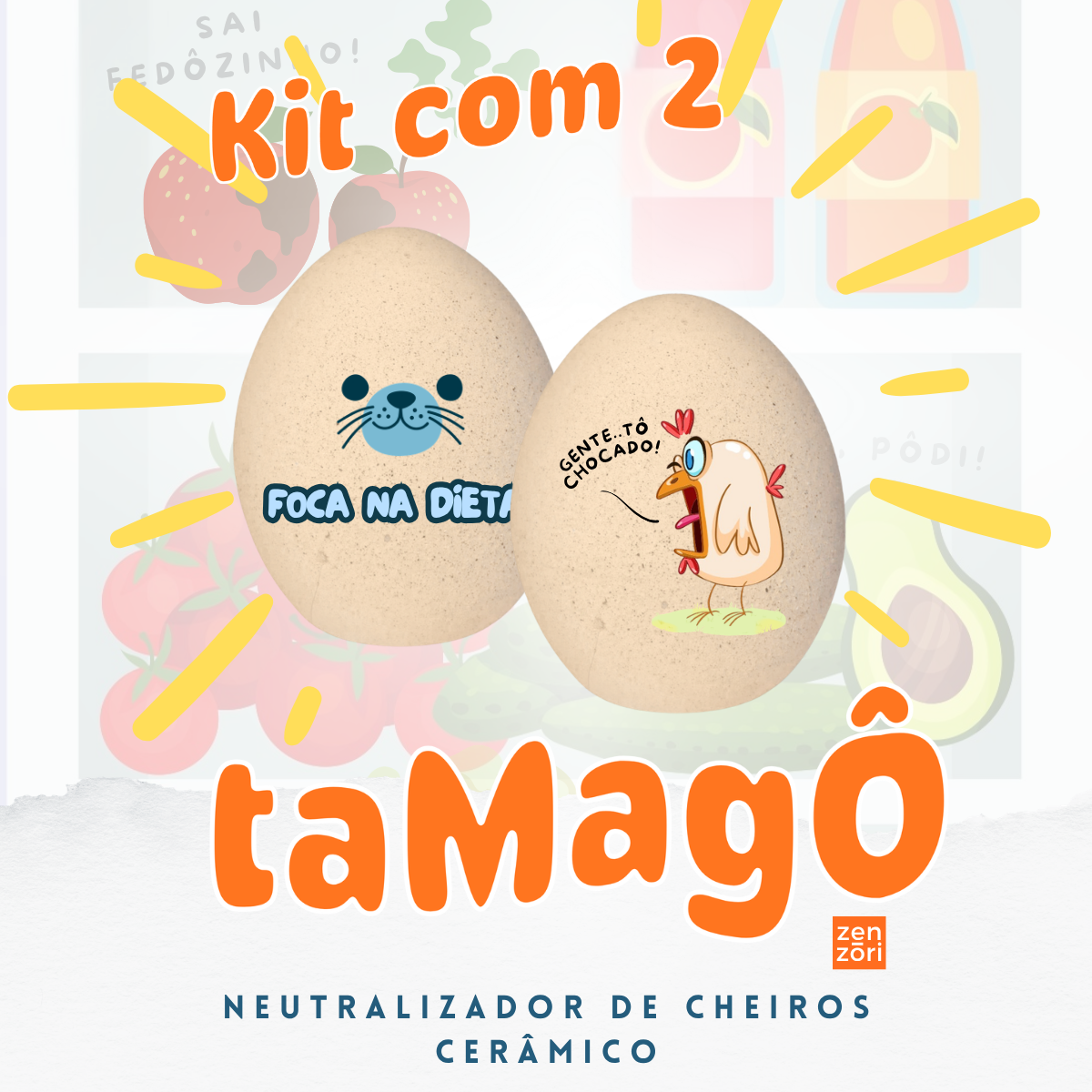 Tamagô, o Ovo Neutralizador Mineral de Ceramica com Feldspato Tira Cheiro, Desodorizador, Tira Odor