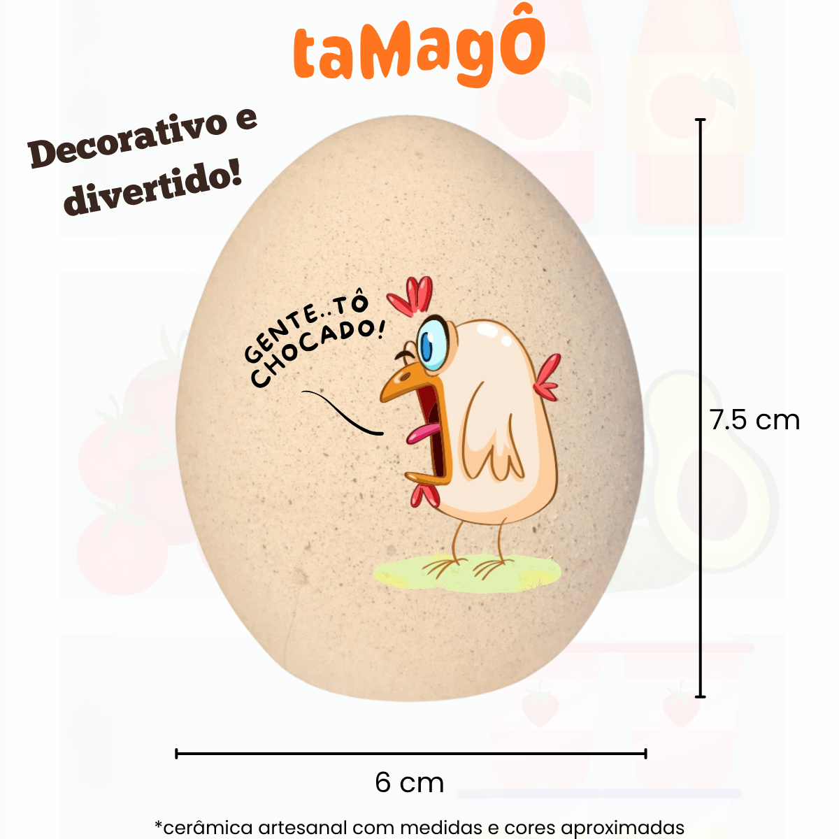 Tamagô, o Ovo Neutralizador Mineral de Ceramica com Feldspato Tira Cheiro, Desodorizador, Tira Odor