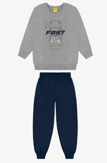Conjunto Infantil Masculino blusão e calça - Meia Estação - Tamanhos do 10 ao 16