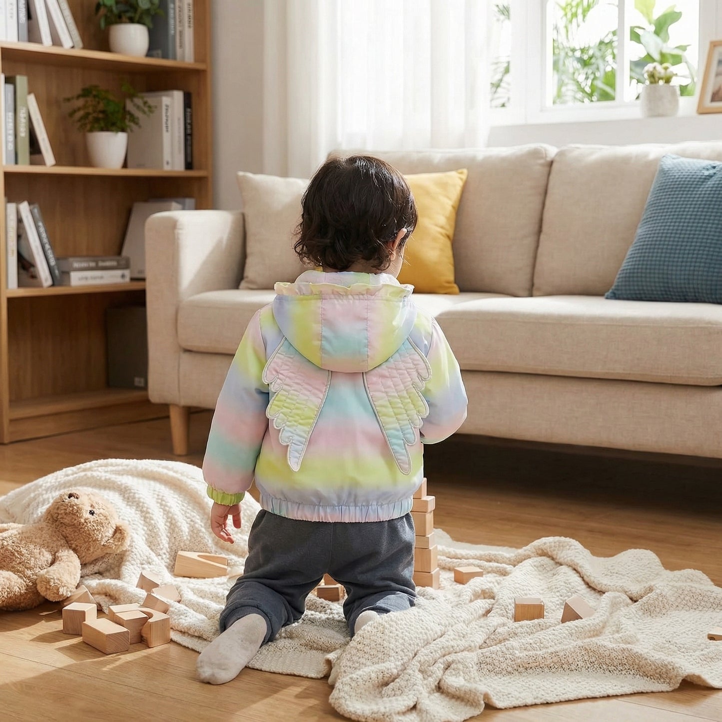 Corta-vento Infantil c/ Asas Capuz Forro e Resistente a água